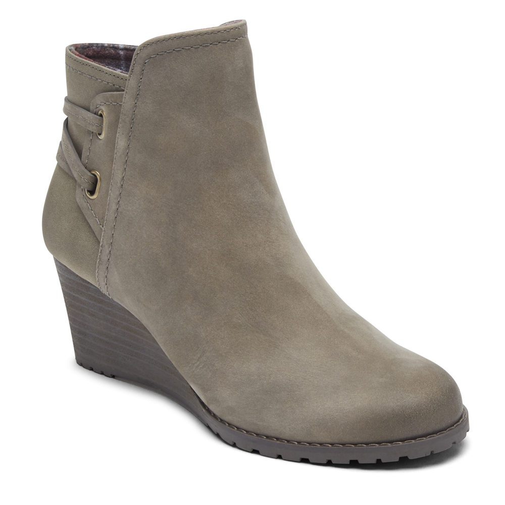 Rockport Singapore Womens Boots - Cobb Hill Lucinda Back Tie Grey - HA5340271